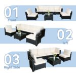Hot Selling Seven-Piece Sofa Set Table With Sofa Chair Black PE Rattan Outdoor New Design Furniture 7-JH002 Box 3-1-2-3 With White Color Cushion - Image 10