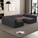 104.3270.86 Modular Sectional Sofa Sleeper Couch, Sectional Sofa With Chaise And Ottoman, Convertible U Shaped Modular Sofa Set. Compressed Sponge, Dark Grey - Image 7