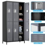 Metal Lockers For Employees,Locking Metal Storage Locker With 6 Doors &18 Hooks For School Office Gym Bedroom,Assembly Required,Black And Dark Grey - Image 6