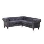 Black Flannelette 2-Piece Couch Living Room Sofa Set - Image 4