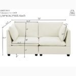 2-Piece Chenille Fabric Upholstered Living Room Furniture Set, Including 3-Seater Sofa And Loveseat Sofa With Seat And Back Cushion Beige White - Image 5