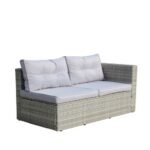4 Piece Patio Sectional Wicker Rattan Outdoor Furniture Sofa Set With Storage Box Grey - Image 2