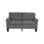 Living Room Furniture 2pc Sofa Set Sofa And Loveseat Charcoal Glossy Polyfiber Plywood Solid Pine - Image 5