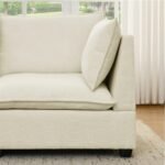 3-Piece Chenille Fabric Upholstered Living Room Furniture Set, Including 3-Seater Sofa AndV2 Loveseat Sofa With Seat And Back Cushion Beige White - Image 10