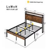 King Size Metal Platform Bed Frame With Wooden Headboard And Footboard With USB LINER - Image 5