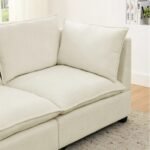 2-Piece Chenille Fabric Upholstered Living Room Furniture Set, Including 3-Seater Sofa And Loveseat Sofa With Seat And Back Cushion Beige White - Image 6