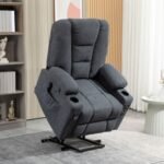 HOMCOM Electric Riser Recliner Armchair Oversized Chair With Cup Holder  Side Pockets For Elderly In Living Room, Charcoal Grey