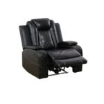 Black Breathing Leather 3-Piece Living Room Recliner Sofa Set--Self-delivery Only - Image 8