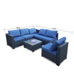 Seven-Piece Sofa Set Table With Sofa Chair Black PE Rattan Outdoor Furniture 7-JH001 Box 3-1-2-3 With Blue Color Cushion - Image 2