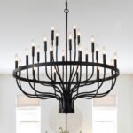 24-Light Black Chandelier Industrial Iron Candle Chandelier Modern Suspended Farmhouse Chandeliers Pendant Light Fixtures For Dining Room Bedroom Living Room Kitchen Island Foyer E12 Bulb - Image 4