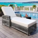 Outdoor Long Lounge Chair, Wicker Lounge Chair With Armrests, Adjustable Terrace Lounge Chair With Detachable Soft Cushions, All-weather Rattan Pool Lounge Chair, Beige Prohibited Platform Temu