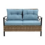 4-Piece Patio Sectional Low Dining Sofa Set - KD Rattan Wicker Outdoor Furniture - Image 4