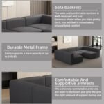 104.3270.86 Modular Sectional Sofa Sleeper Couch, Sectional Sofa With Chaise And Ottoman, Convertible U Shaped Modular Sofa Set. Compressed Sponge, Dark Grey - Image 6