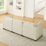 2-Piece Chenille Fabric Upholstered Living Room Furniture Set, Including 3-Seater Sofa And Loveseat Sofa With Seat And Back Cushion Beige White - Image 8