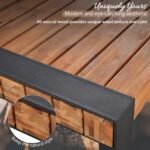 GO 3-pieces Outdoor Dining Table With 2 Benches, Patio Dining Set With Unique Top Texture, Acacia Wo - Image 4