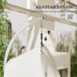 Outsunny Hanging Egg Chair Outdoor Indoor, Swing Hammock Chair With Stand, Cushions, Lumbar Pillow, Adjustable Height And Steel Frame For Garden Patio Lounge Porch, Light Grey - Image 6
