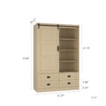 Tall Bedroom Armoire Wardrobe Closet Clothing Storage Cabinet With Hanging Rod Barn Door Drawers Open Shelves - Image 5